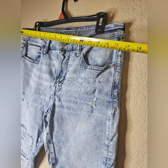 AMERICAN EAGLE Jeans Mens Distressed AirFlex 360 Skinny US 34x30 Light Wash Blue - Picture 4 of 8